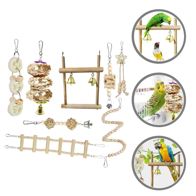 1 Satz Vogel Shotet Barch Bird Swing Cage Toy Papageien Kaut Spielzeug Bird