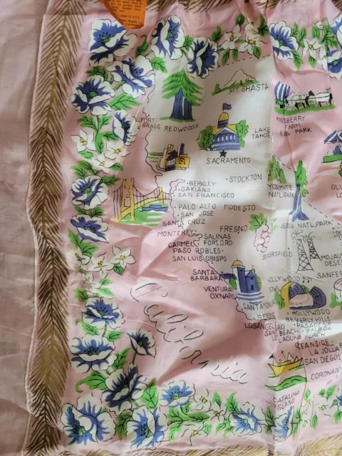 NWT Vtg MCM California Souvenir Half Apron Map Chiffon Pink Dinseyland Knotts 3