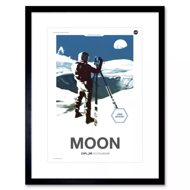 NASA Modern Explorers Explore Moon Mars Lunar Architect Artemis Framed Art 12X16