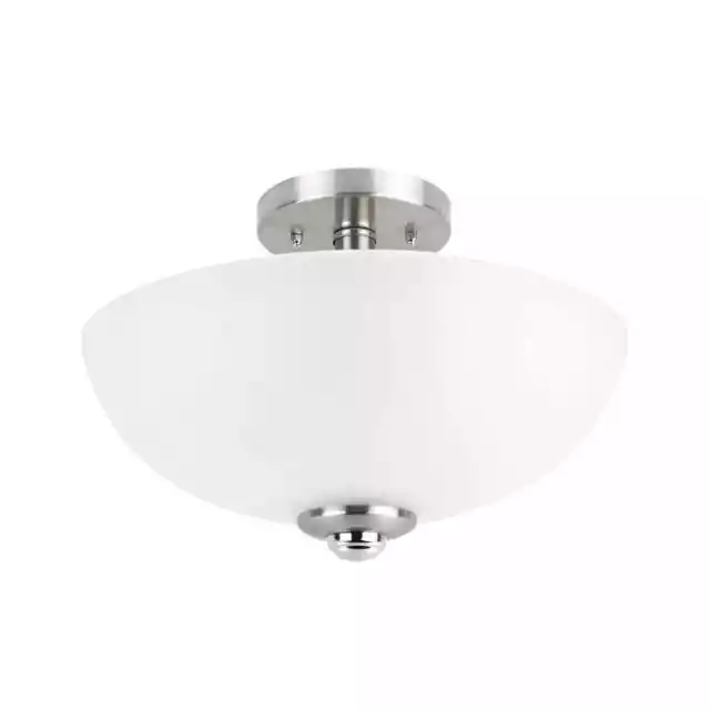 Globe Electric Hudson 2-Light Brushed Nickel w/ Chrome Accents Semi-Flush Mount