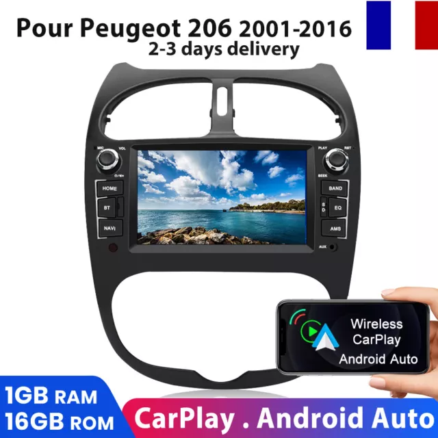 Pour PEUGEOT 206 206CC 206SW 2001-16 CarPlay 7" Car Radio Android Autoradio WIFI