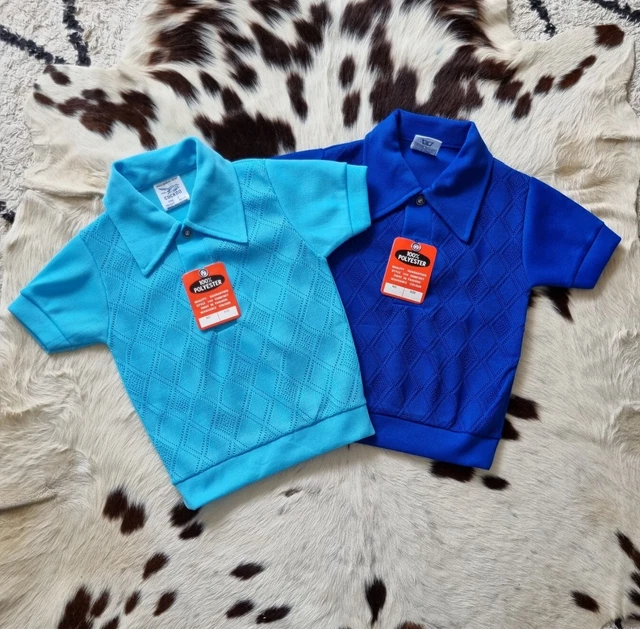 2 Polo Shirts Lot Vtg 1960S Deadstock Cuckoo Arglye Collar Tee Approx 1-2 Years