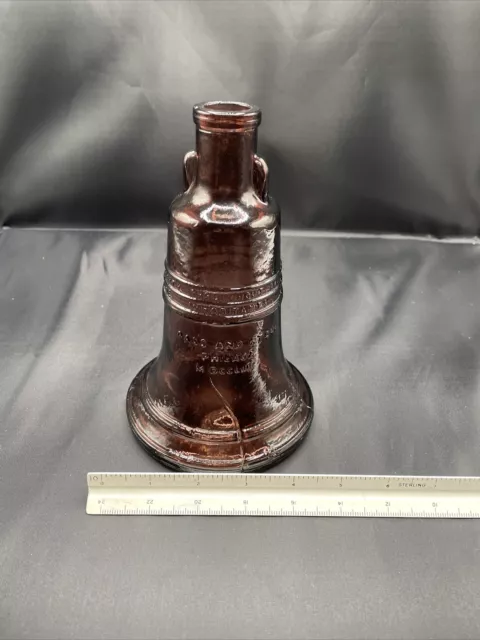 Vintage Wheaton Brown Glass Liberty Bell Bottle