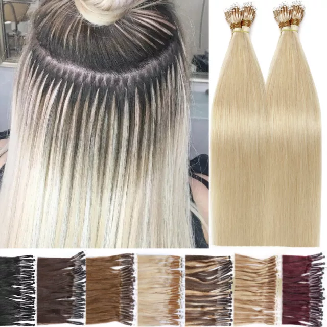 Russian Nano Ring Hair Extensions Real Remy Human Hair Micro Loop Beads Tip 150G