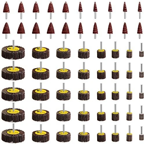 60 Pack 1/4" Abrasive Flap Wheel Sander 80 Grit Aluminum Oxide Flap Wheels Co...