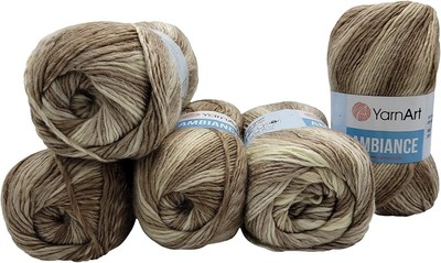 Gomitolo di Lana da 500 g 55% Cotone Multicolore Bordeaux Lilla Grigio 286 YarnArt Flowers 