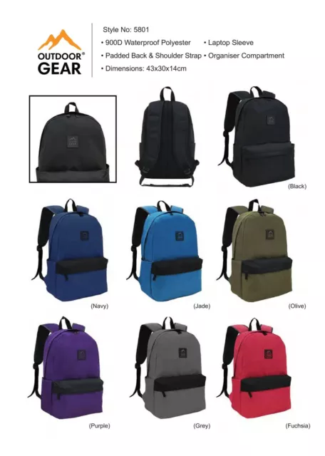 Backpack Plain College School Shoulder Bag Unisex Large Laptop Rucksack