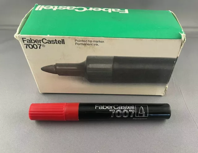 Box of 12 Vintage Faber Castell 7007 Permanent Marker Red Round Tip 64180