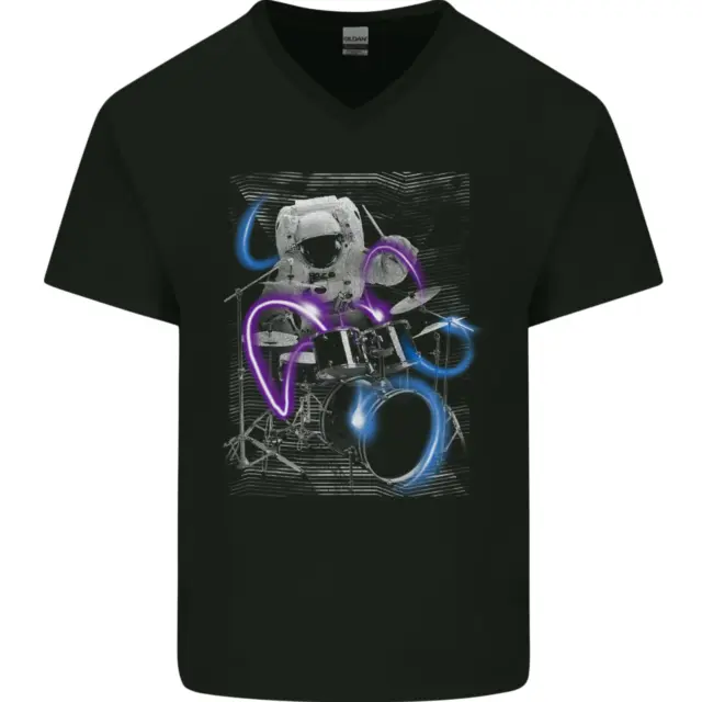 T-shirt da uomo Astronaut batterista batteria collo a V cotone