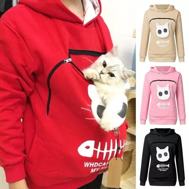 Sweatshirt Cat Lovers Hoodie Kangaroo Dog Pet Paw Pullovers Cuddle Pouch Hooded