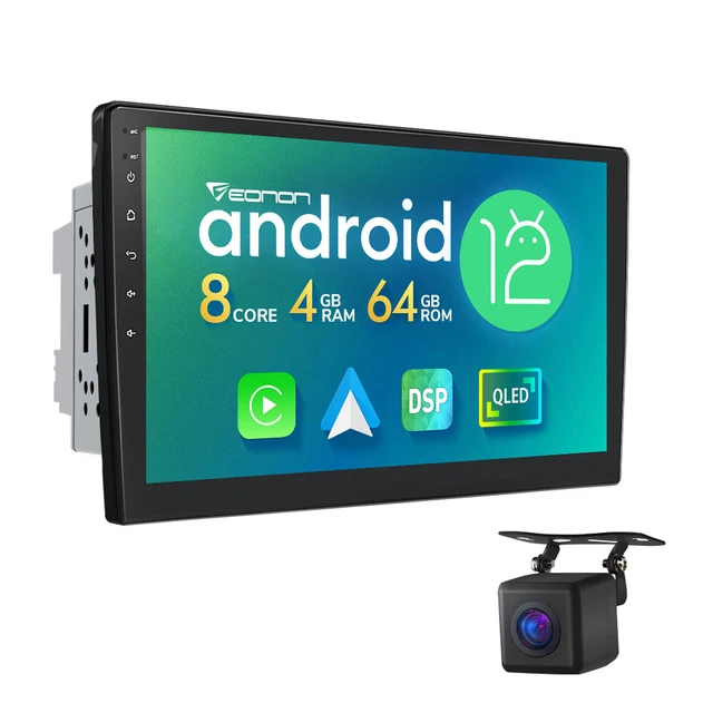 CAM+Double DIN 10.1" Android 12 8Core Car Radio Stereo Bluetooth GPS CarPlay DSP