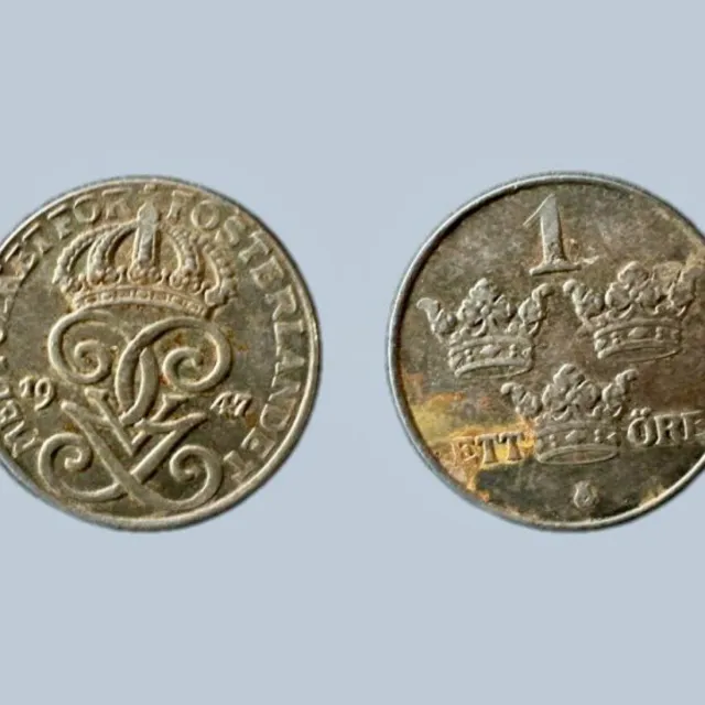 1947 Sweden 1 Öre KM# 810 Iron Coin Vintage