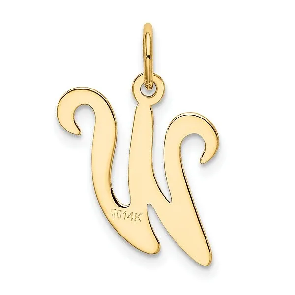 14K YELLOW GOLD Dainty Letter W Initial Name Monogram Necklace Charm ...