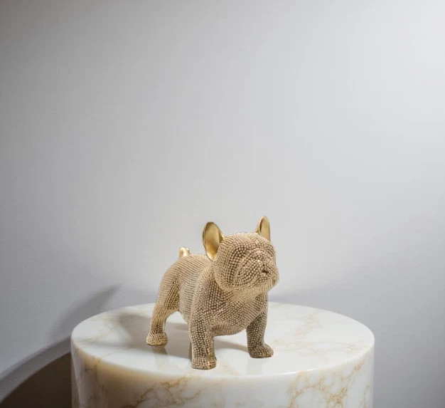 Statue chat multicolore en métal fabrication française MDO concept