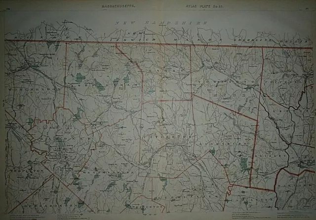 1891 Massachusetts Railroad &Township Map ~ BOYLSTON - RUTLAND - BOLTON - ETC