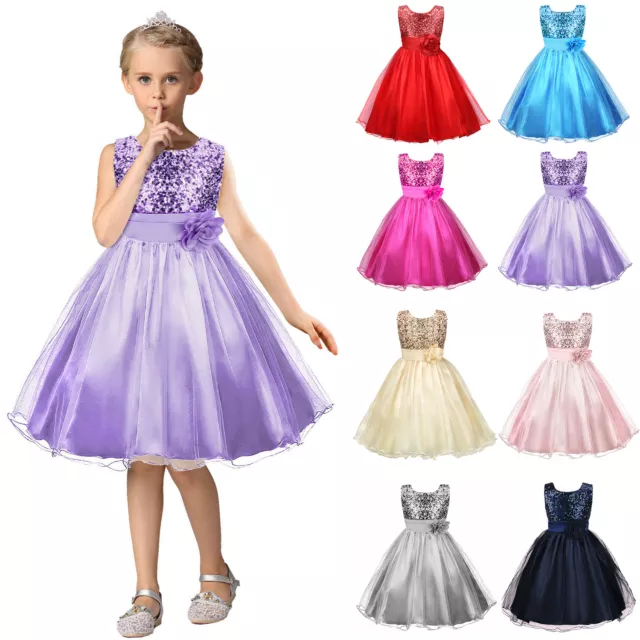 Kids Girls Bridesmaid Dresses Princess Pary Xmas Gifts Prom Costume Formal Dress