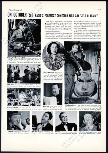 1937 Jack Benny & radio show cast photos Jello Jell-O vintage print ad