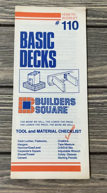 Vintage Builders Square How To Booklet #110 Basic Decks Brochure Pamphlet