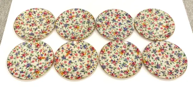 8 ROYAL WINTON GRIMWADES OLD COTTAGE CHINTZ ENGBREAD PLATES Floral Roses 6 3/8” 2