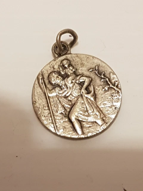 Ancienne médaille pendentif Jeanne d'Arc en métal argenté