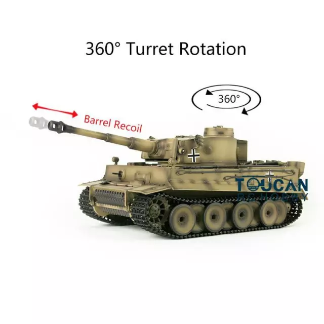 Heng Long 1/16 Yellow TK7.0 Tiger I RC Tank 3818 Infrared Battle Barrel Recoil