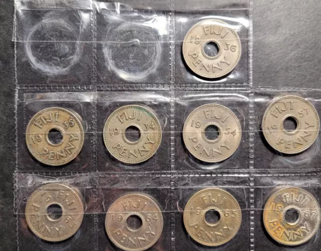 Fiji predecimal 1 penny coins