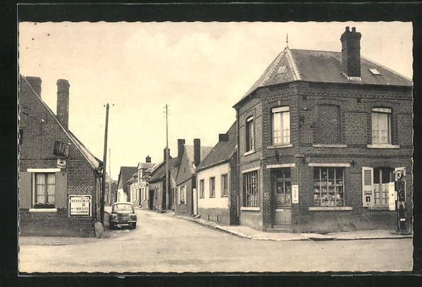 CPA Haudivillers, Grande Rue, Le Café-Tabac