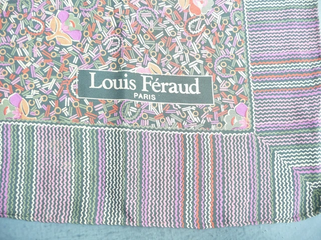 Foulard 100% Soie Louis Féraud Fleurs - Occasion Très Bon état - Multicolore