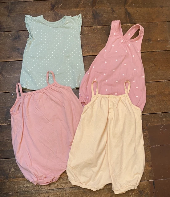 Baby girls summer bundle 12-18 months dungarees rompers tshirt H&M George