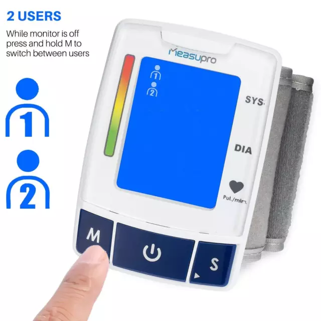 MeasuPro EasyRead Automatic Digital Wrist Blood Pressure Monitor with Heart Rate 3