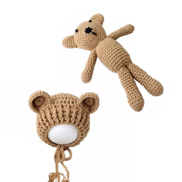 1*Newborn Baby Bear+Hat Set Girl Boy Photography Prop Photo Crochet Knit Costume