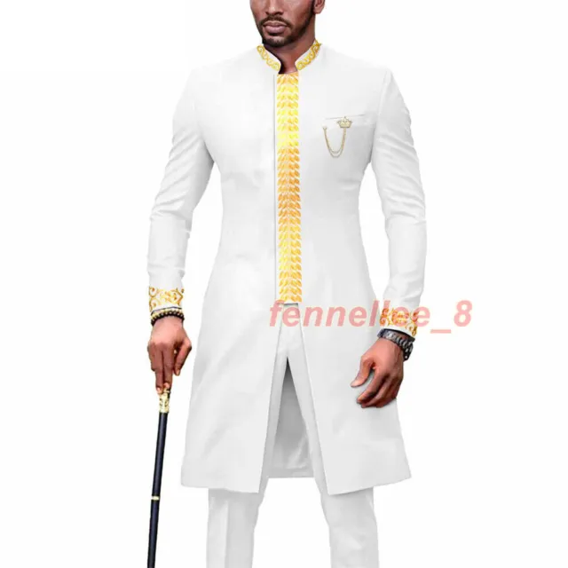 Men African Suit Dashiki Coats and Ankara Pants 2 Piece Set Wedding Outfits