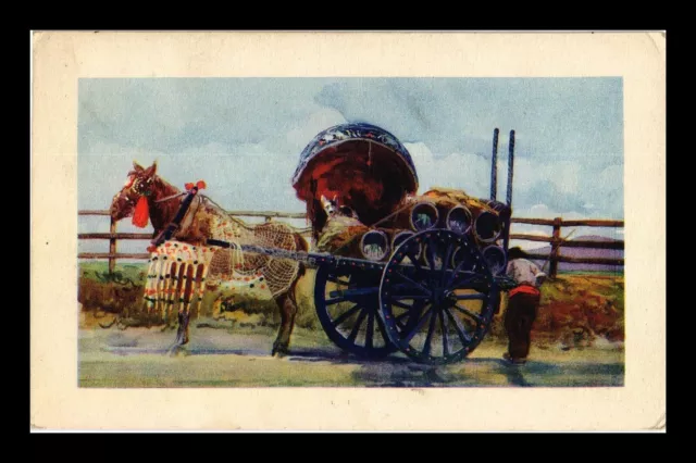 Dr Jim Stamps Postcard Fancy Horse Pulling Cart Performing Dog