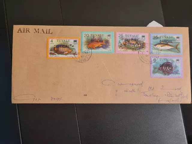 Tuvalu Official Overprint Cover FDC QE2 Postage Stamps