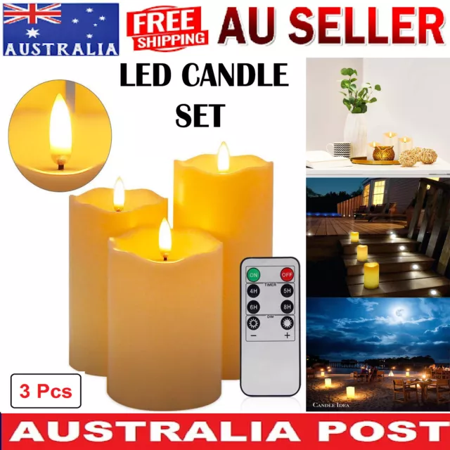 Flameless Candle Ivory LED Real Wax Candles Remote Timer For Wedding Xmas Party