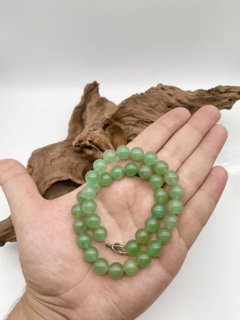 Collana con perline in pietra avventurina verde naturale di qualità AAA per... 3