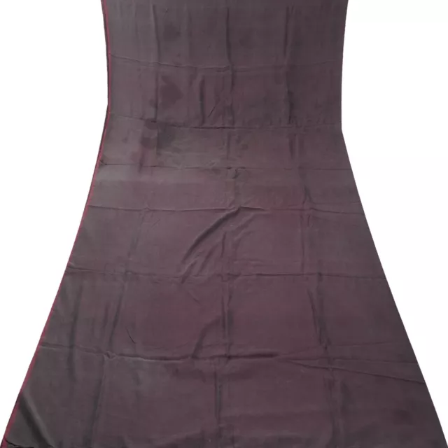 Vintage Dark Gray 100% Pure Silk Handloom Sari Remnant 4YD Craft Fabric Scrap
