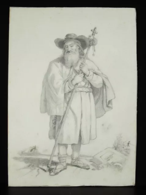 Maria Georges (G) Nuevo Dibujo Original 1852 Antiguo Pelerine Religión