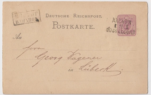 DR GA 5 Pf. 1878 Bahnpost Aachen - Düsseldorf Stationsstempel R2 Rheydt Bahnhof
