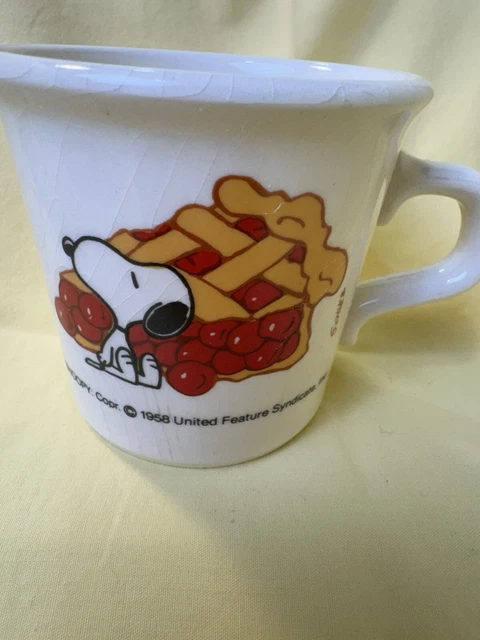 VINTAGE PEANUTS SNOOPY Cherry Pie Coffee Mug Cup 1958 Taylor International  USA $15.00 - PicClick