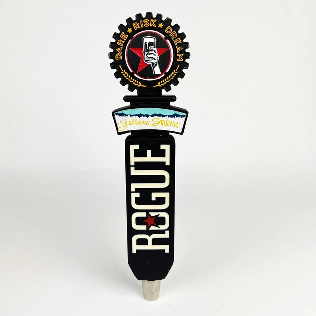Rogue "Yellow Snow" Dare Risk Dream Salute 10" Draft Metal Beer Tap Handle Ale