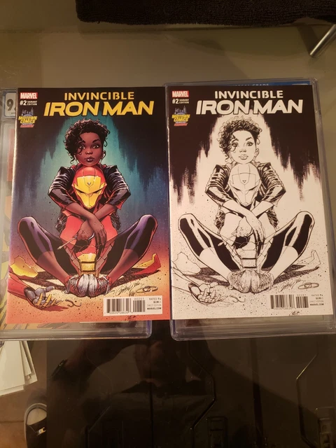 Invincible Iron Man #2 Nm+ J. Scott Campbell Variant Color & B/W Ironheart Vhtf