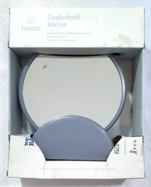 Haven Daylesford Mirror with Stand in China Blue, 6" dia, 8.5" H