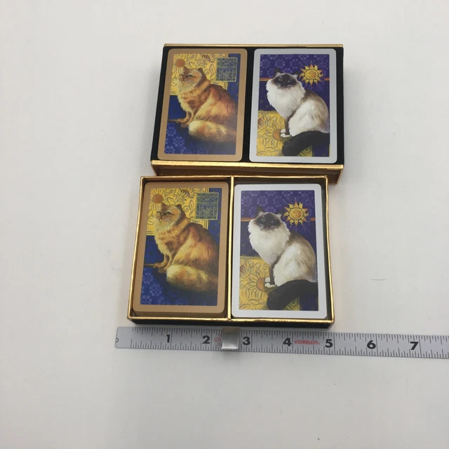 Vintage Congress Cat Playing Cards With Case 2 Full Decks