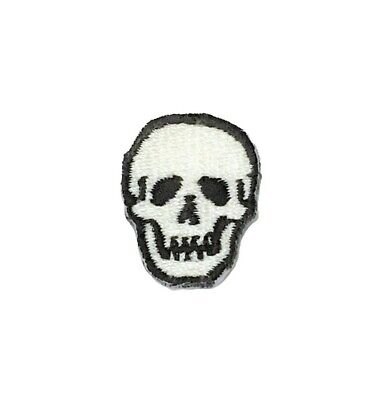 Small Skeleton Head Patch Tiny 1 Inch Size White Skull Biker Embroidered Iron On 2