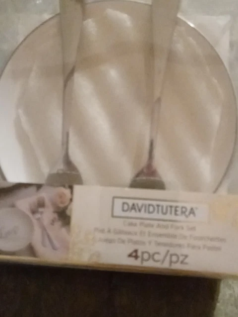 Juego de 4 platos y tenedores para pastel de boda DAVID TUTERA