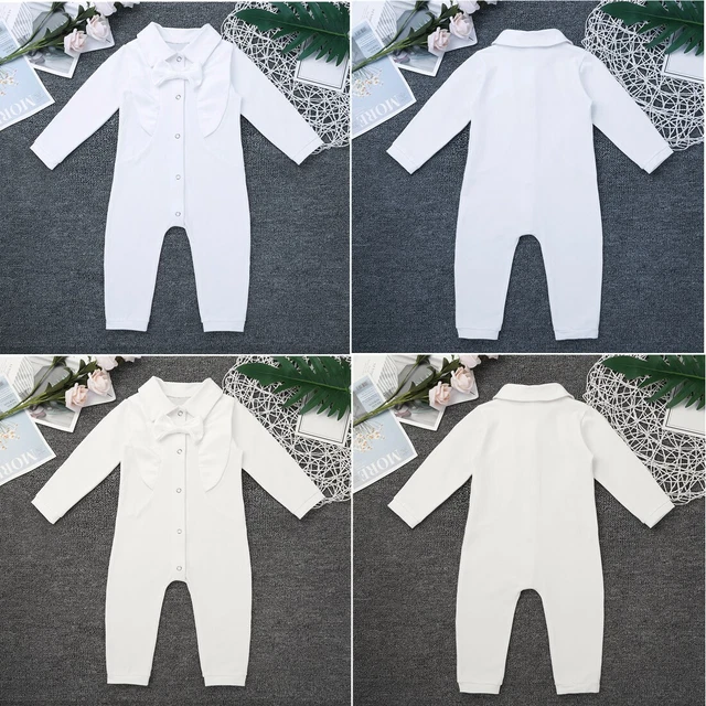 Baby Boys Romper White Christening Gentleman Outfit Party Wedding Suit Baptism