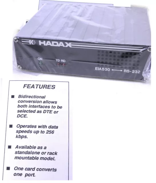 Hadax EIA-530 (TIA-530 RS-530) to RS-232 DTE - DCE DB25 Interface Converter