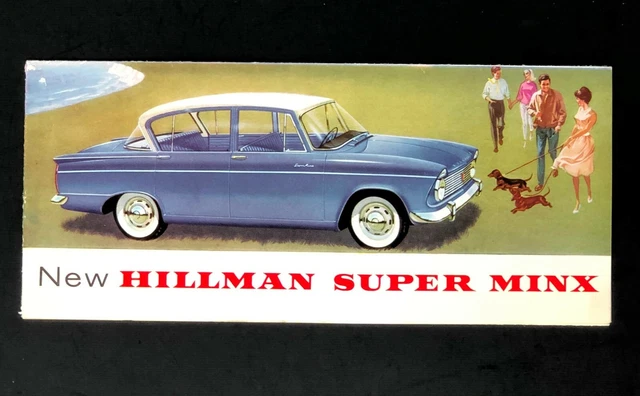 1962 Hillman Super Minx Sales Brochure Rootes UK Car Artwork Poster Vintage Car