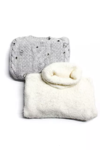 Zara Knit Jack by BB Dakota Womens Crewneck Sweaters Gray Cream Size 6 M Lot 2